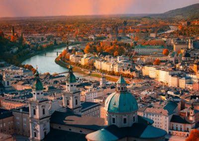 Autriche Vienne vue aérienne coucher de soleil