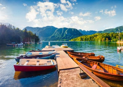 Slovénie Alpes Julienne bateaux lac