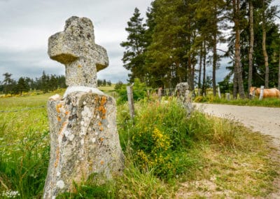 France Compostelle croix en pierre route campagne