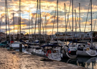 France Les Sables d'Olonne port bateaux coucher de soleil