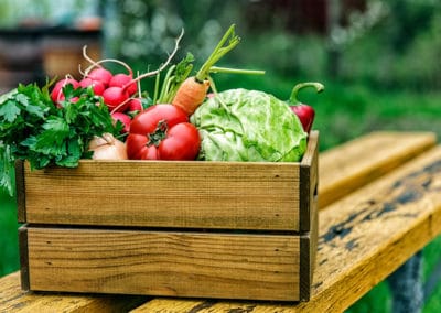 Légumes frais bio panier en bois