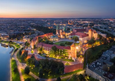 Pologne Cracovie vue aérienne Château du Wawel