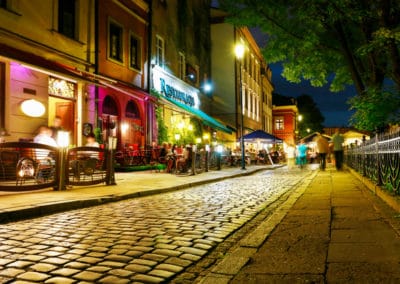 Pologne Cracovie quartier juif nuit