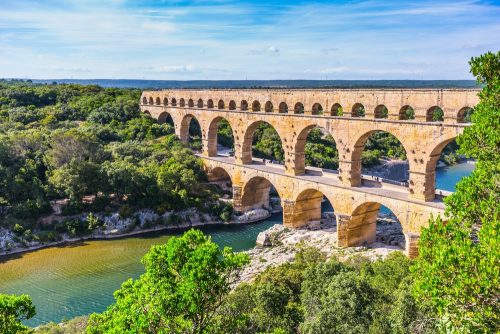 Three-tiered,Aqueduct,Pont,Du,Gard,Was,Built,In,Roman,Times