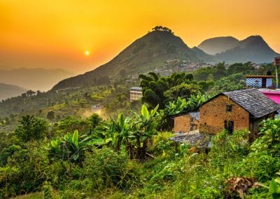 Coucher de soleil sur Bandipur au Népal