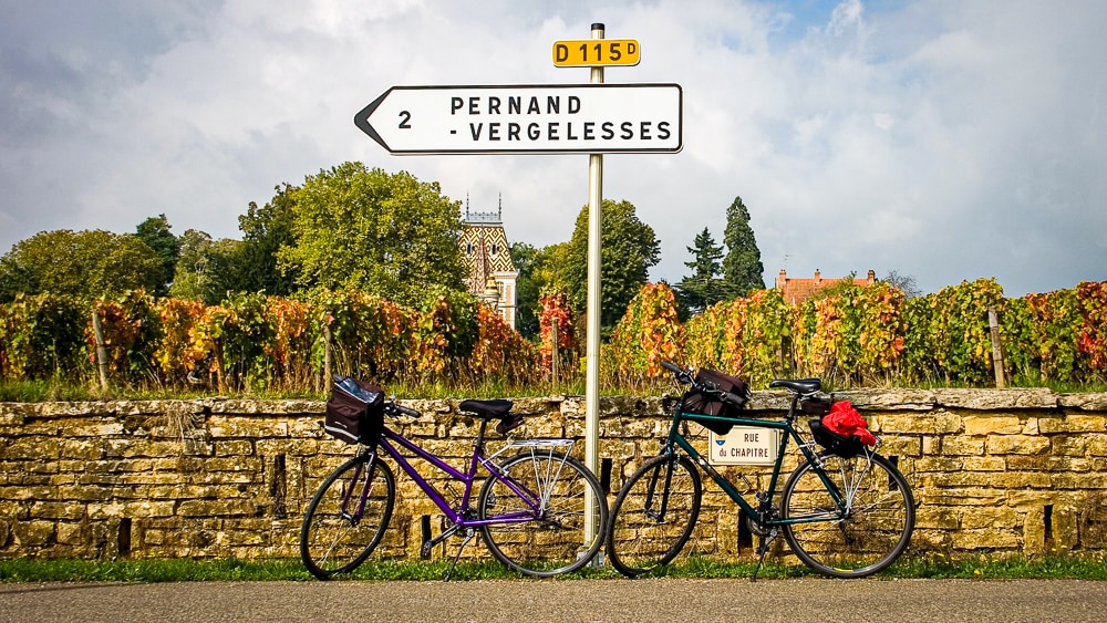 à vélo dans les vignobles de Bourgogne